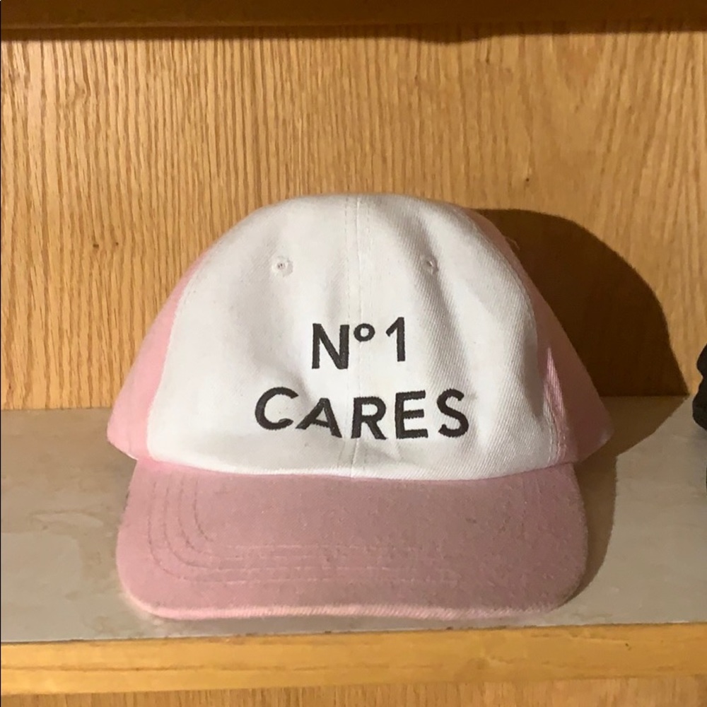 Pink and white hat